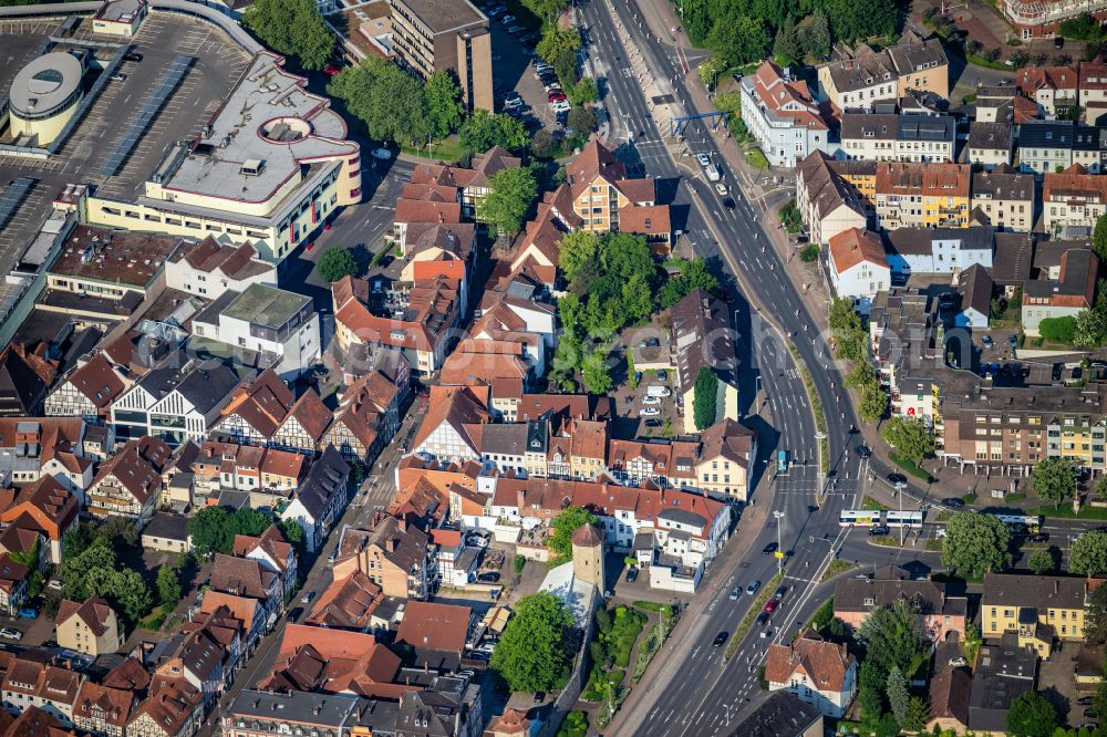 Aerial photograph Hameln - Old Town area and city center in Hameln in the state Lower Saxony, Germany