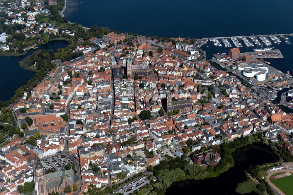 Aerial image Hansestadt Stralsund - Old Town area and city center in Hansestadt Stralsund in the state Mecklenburg - Western Pomerania, Germany