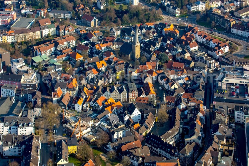 Aerial photograph Hattingen - Old Town area and city center in Hattingen in the state North Rhine-Westphalia