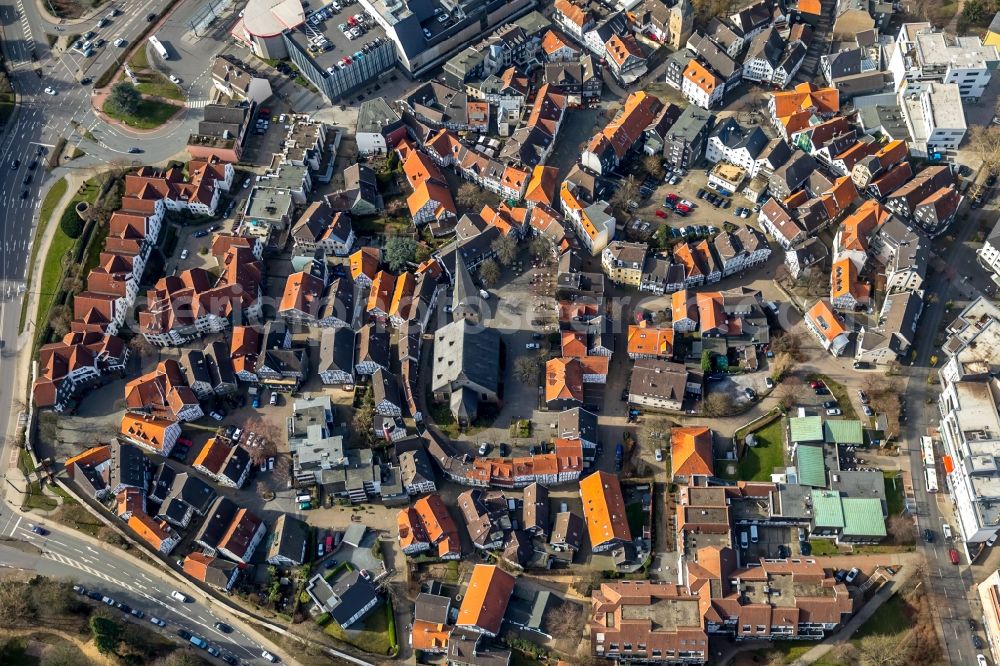 Aerial image Hattingen - Old Town area and city center in Hattingen in the state North Rhine-Westphalia, Germany