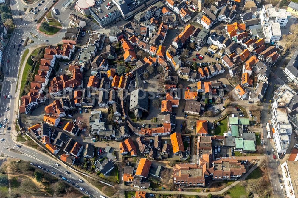 Aerial photograph Hattingen - Old Town area and city center in Hattingen in the state North Rhine-Westphalia, Germany