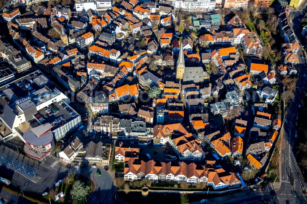 Aerial image Hattingen - Old Town area and city center in Hattingen in the state North Rhine-Westphalia, Germany