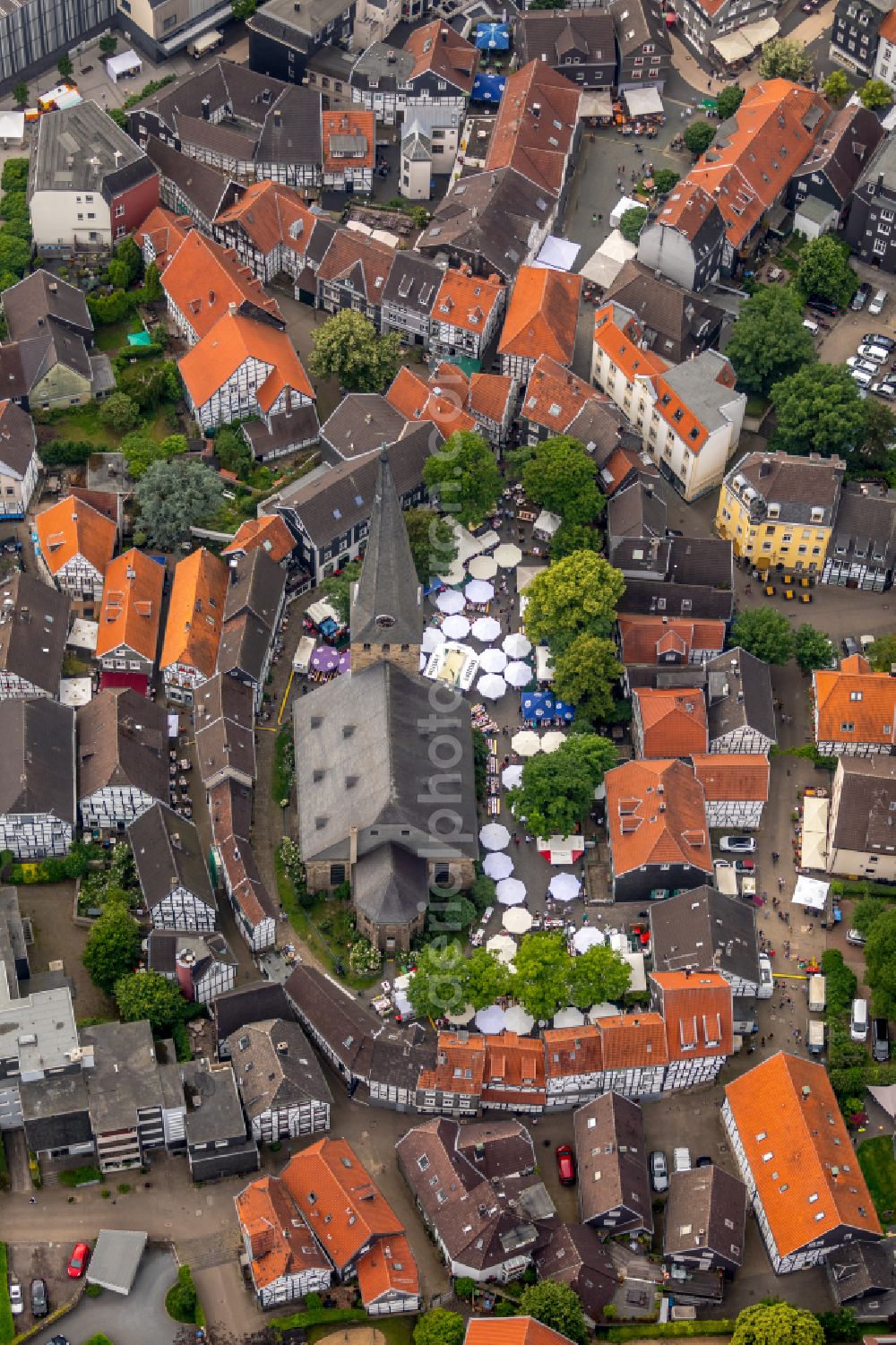 Aerial image Hattingen - Old Town area and city center in Hattingen in the state North Rhine-Westphalia, Germany