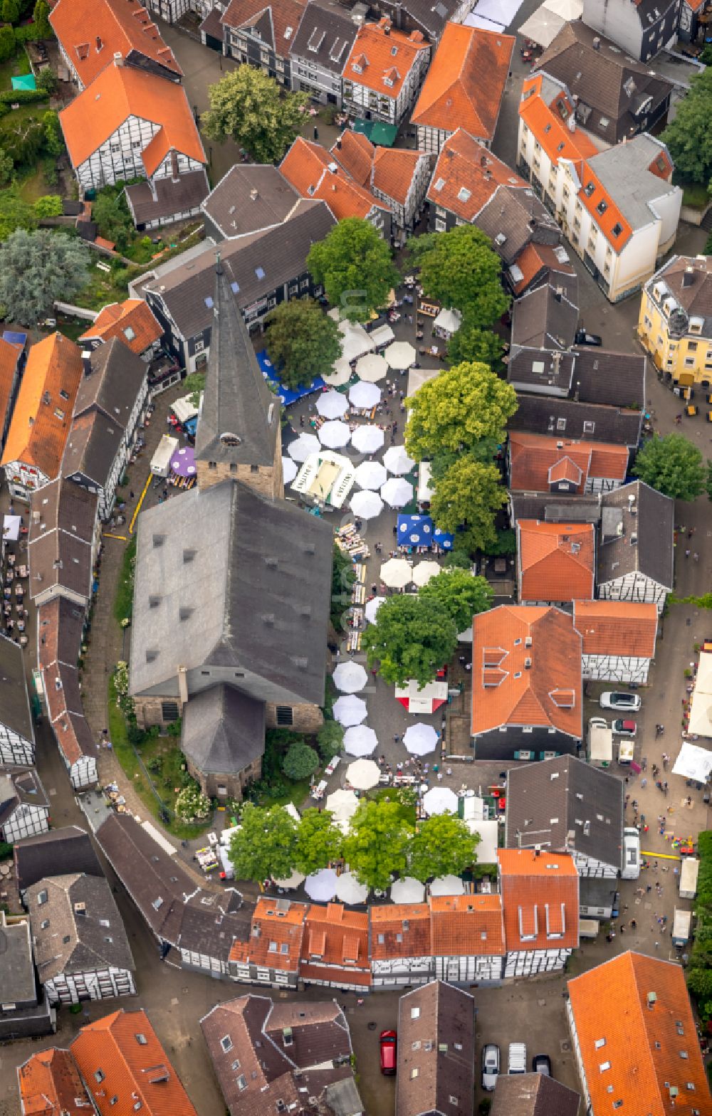 Aerial photograph Hattingen - Old Town area and city center in Hattingen in the state North Rhine-Westphalia, Germany