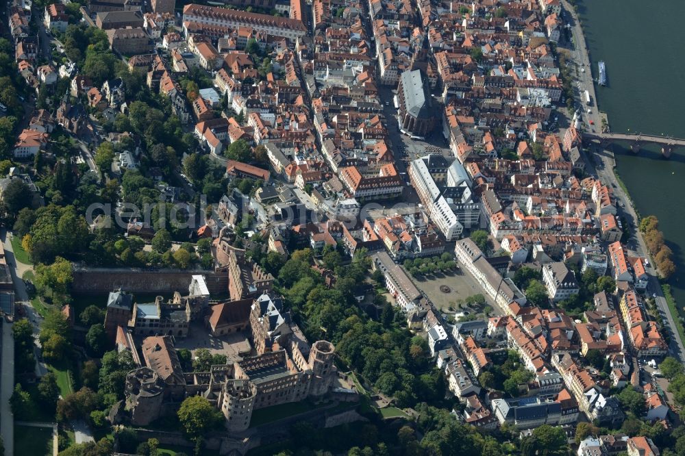 Heidelberg from above - Old Town area and city center in Heidelberg in the state Baden-Wuerttemberg