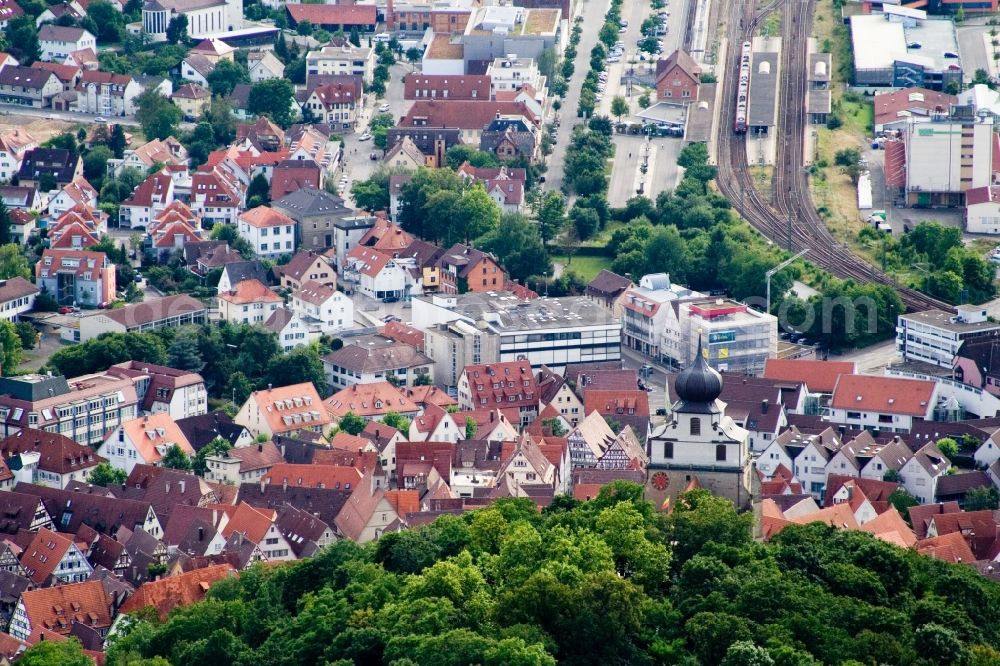 Aerial photograph Herrenberg - Old Town area and city center in Herrenberg in the state Baden-Wuerttemberg