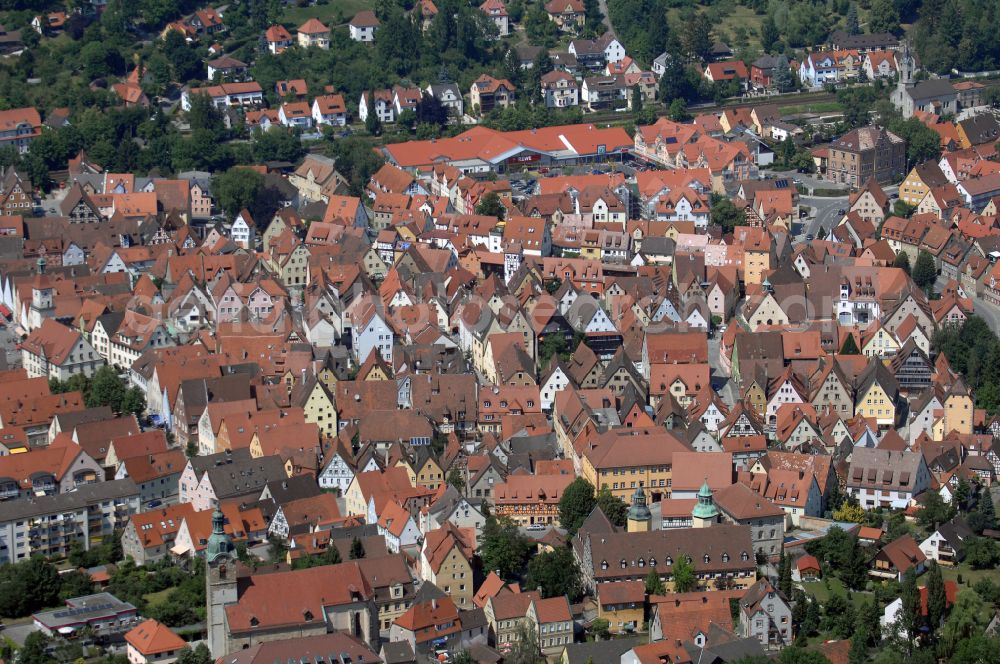 Aerial image Hersbruck - Old Town area and city center in Hersbruck in the state Bavaria, Germany