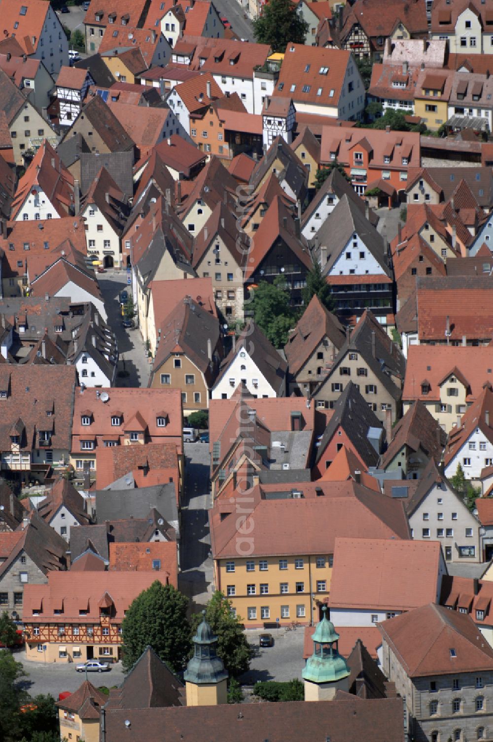 Aerial photograph Hersbruck - Old Town area and city center in Hersbruck in the state Bavaria, Germany