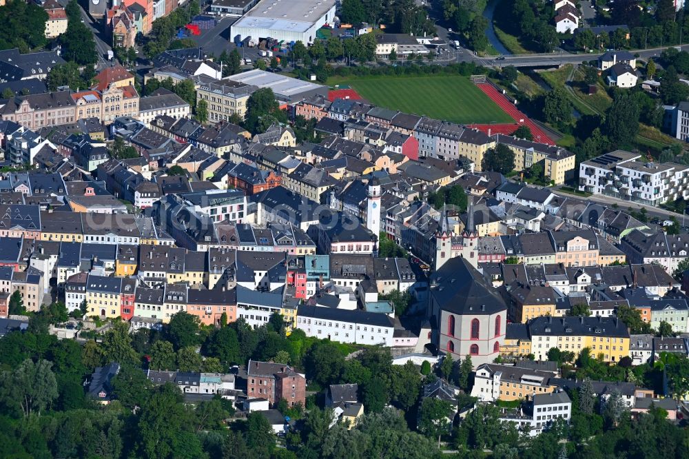 Aerial image Hof - Old Town area and city center in Hof in the state Bavaria, Germany