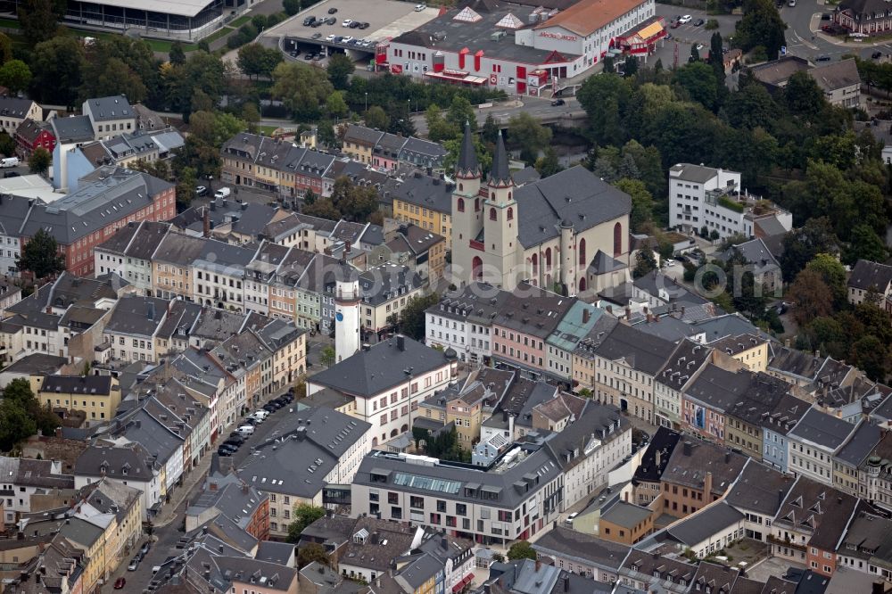 Hof from the bird's eye view: Old Town area and city center in Hof in the state Bavaria, Germany