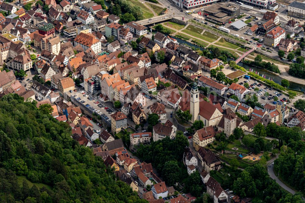 Aerial photograph Horb am Neckar - Old Town area and city center in Horb am Neckar in the state Baden-Wurttemberg, Germany