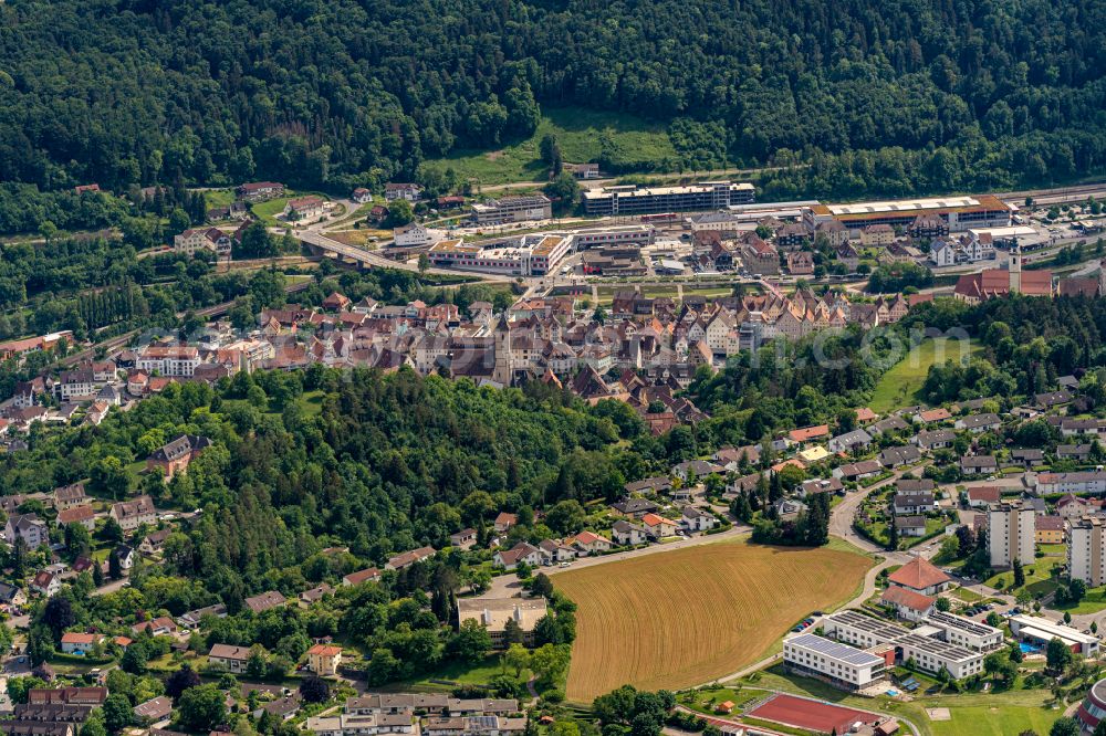 Aerial photograph Horb am Neckar - Old Town area and city center in Horb am Neckar in the state Baden-Wurttemberg, Germany