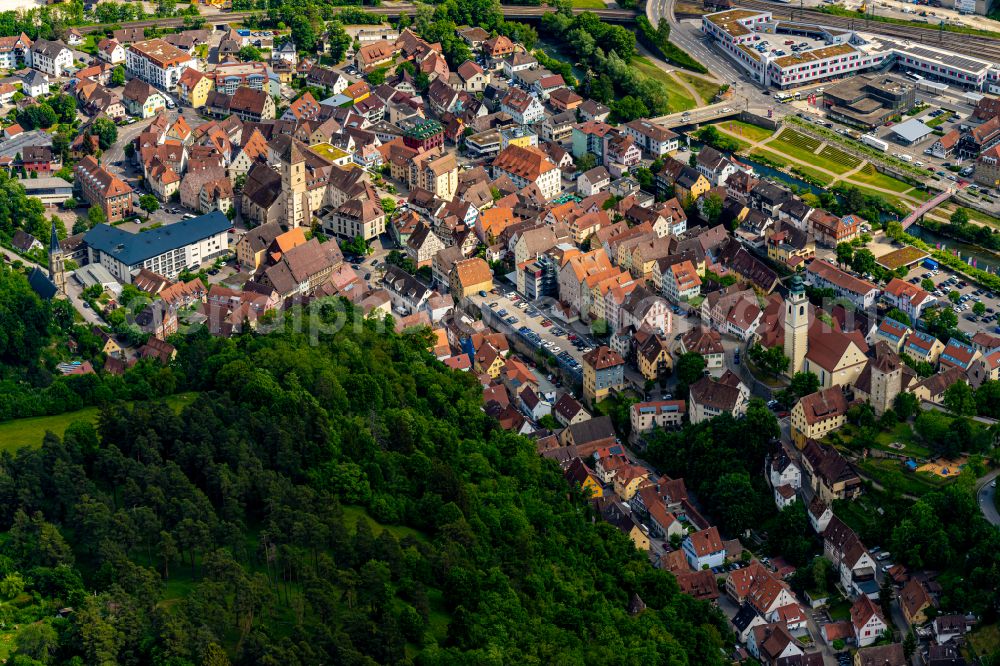 Aerial photograph Horb am Neckar - Old Town area and city center in Horb am Neckar in the state Baden-Wurttemberg, Germany