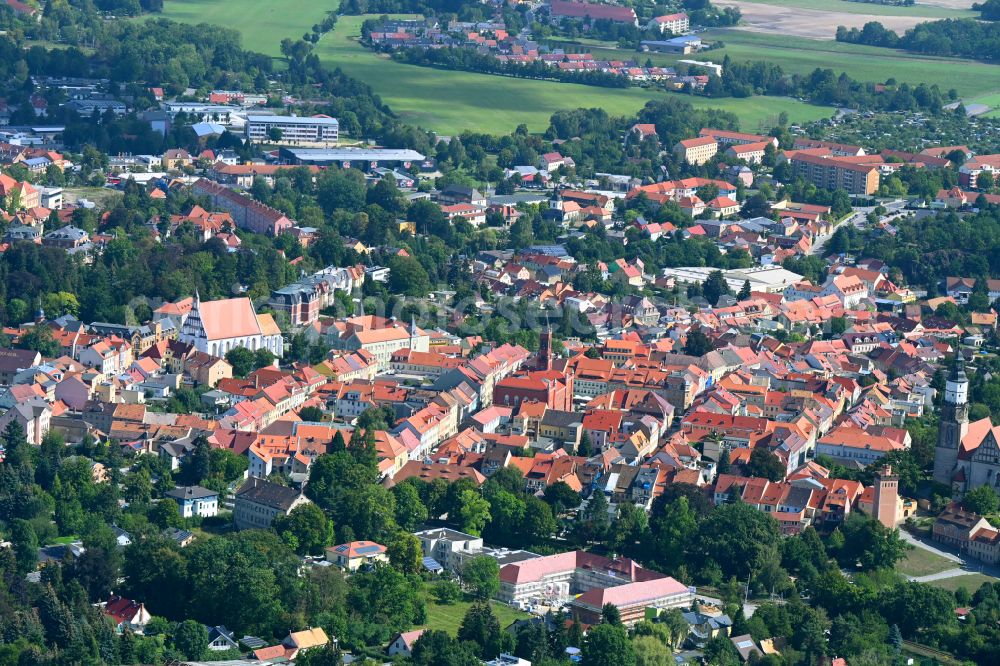 Aerial image Kamenz - Old Town area and city center in Kamenz in the state Saxony, Germany