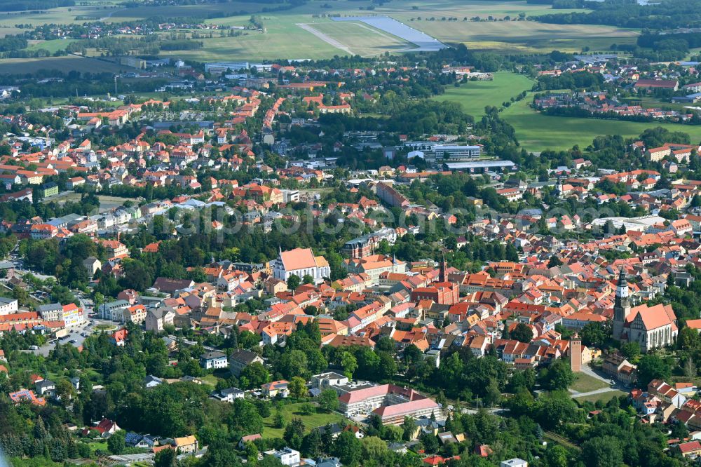 Aerial photograph Kamenz - Old Town area and city center in Kamenz in the state Saxony, Germany