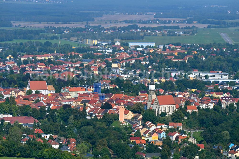 Aerial image Kamenz - Old Town area and city center in Kamenz in the state Saxony, Germany