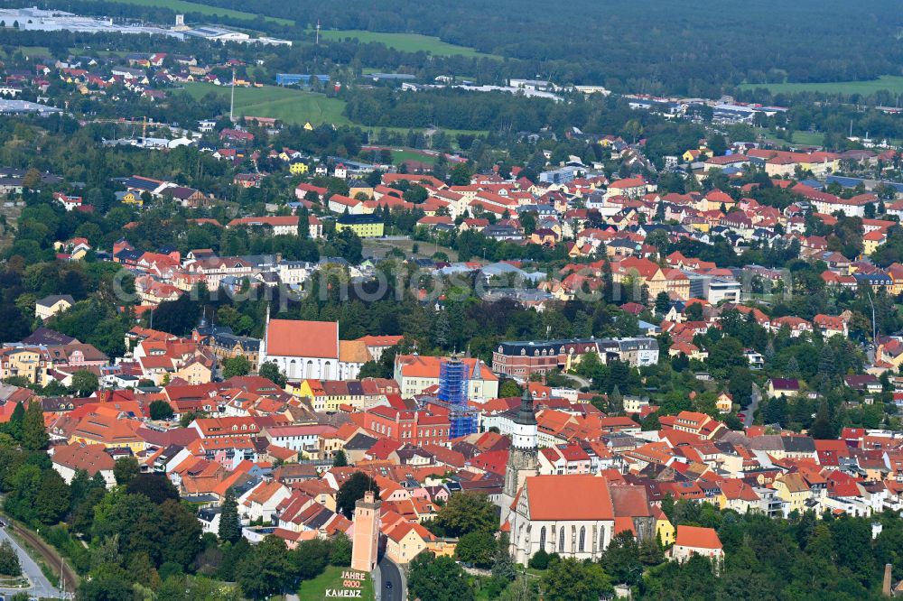 Aerial photograph Kamenz - Old Town area and city center in Kamenz in the state Saxony, Germany