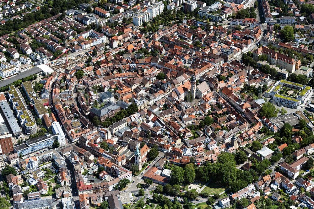 Aerial photograph Karlsruhe - Old Town area and city center in the district Durlach in Karlsruhe in the state Baden-Wuerttemberg, Germany