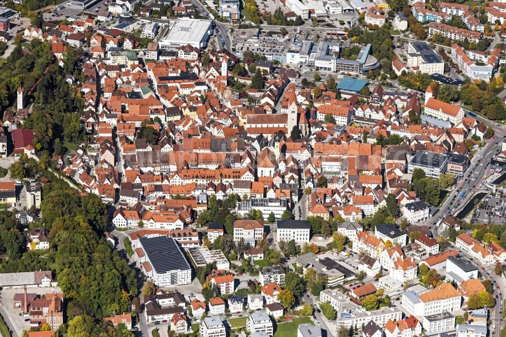 Kaufbeuren from above - Old Town area and city center in Kaufbeuren in the state Bavaria, Germany