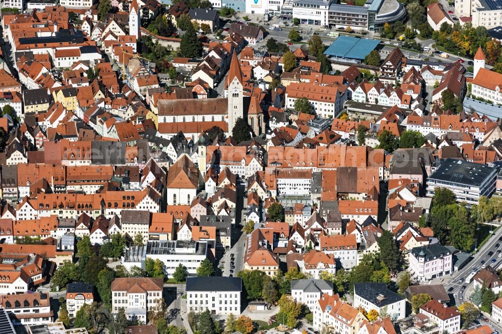 Kaufbeuren from the bird's eye view: Old Town area and city center in Kaufbeuren in the state Bavaria, Germany