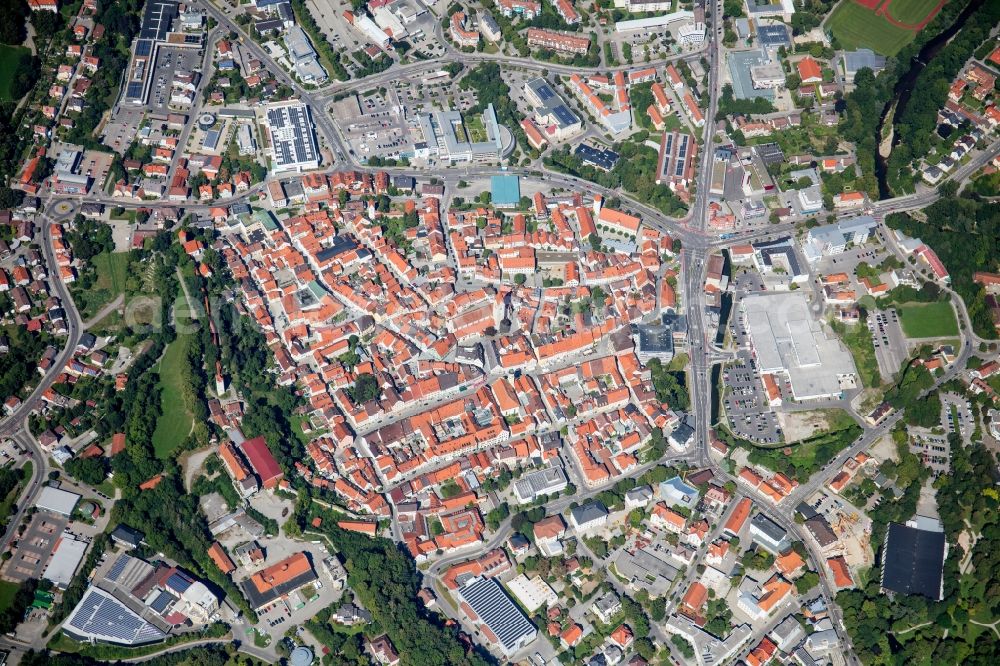 Kaufbeuren from above - Old Town area and city center in Kaufbeuren in the state Bavaria, Germany