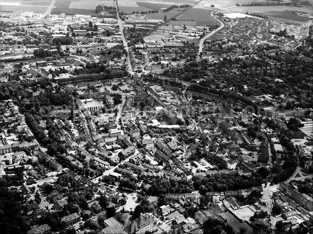 Kempen from above - Old Town area and city center in Kempen in the state North Rhine-Westphalia, Germany