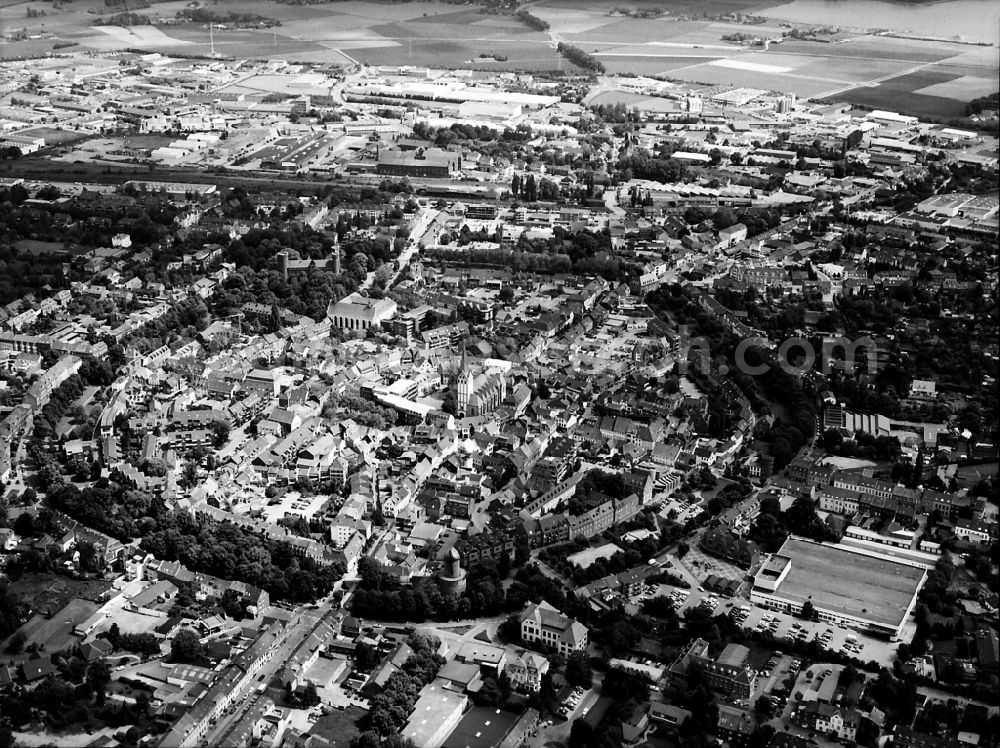 Kempen from the bird's eye view: Old Town area and city center in Kempen in the state North Rhine-Westphalia, Germany