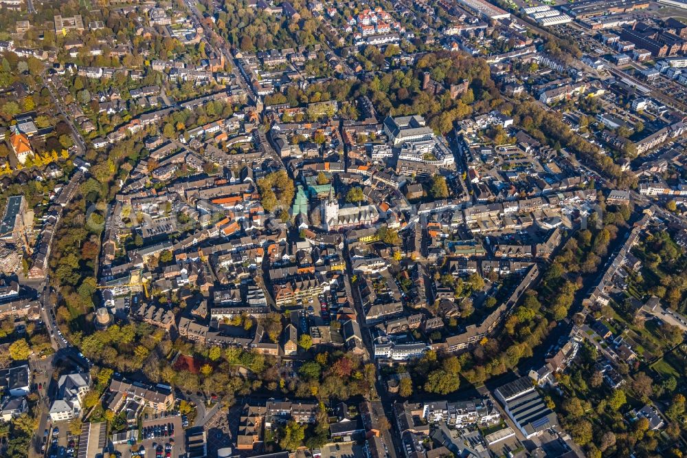 Aerial image Kempen - Old Town area and city center in Kempen in the state North Rhine-Westphalia, Germany