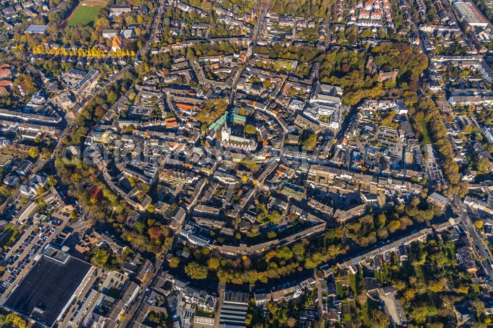 Aerial photograph Kempen - Old Town area and city center in Kempen in the state North Rhine-Westphalia, Germany