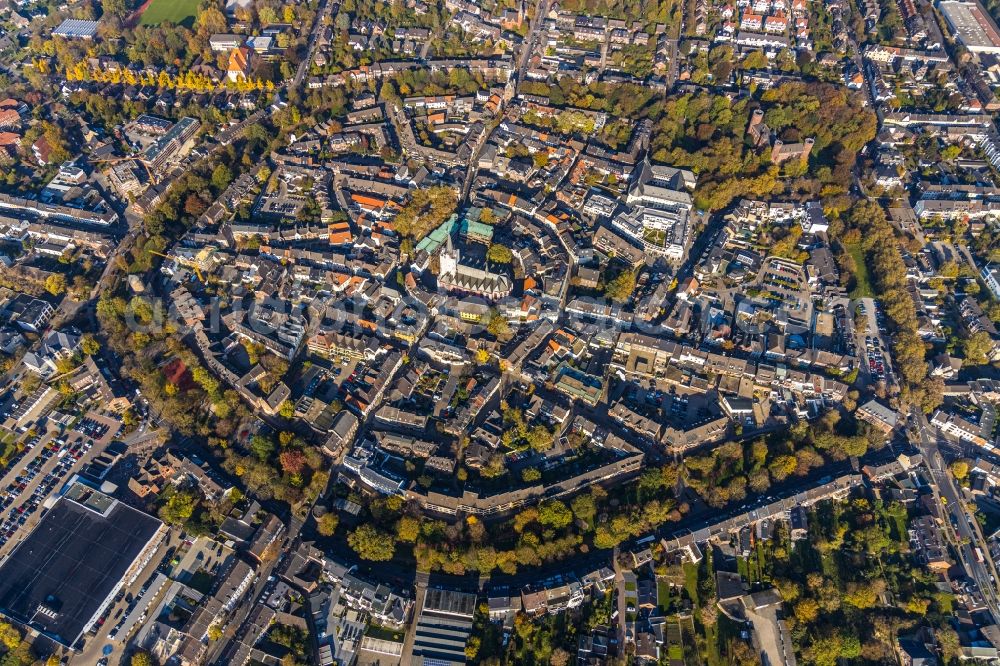 Kempen from above - Old Town area and city center in Kempen in the state North Rhine-Westphalia, Germany