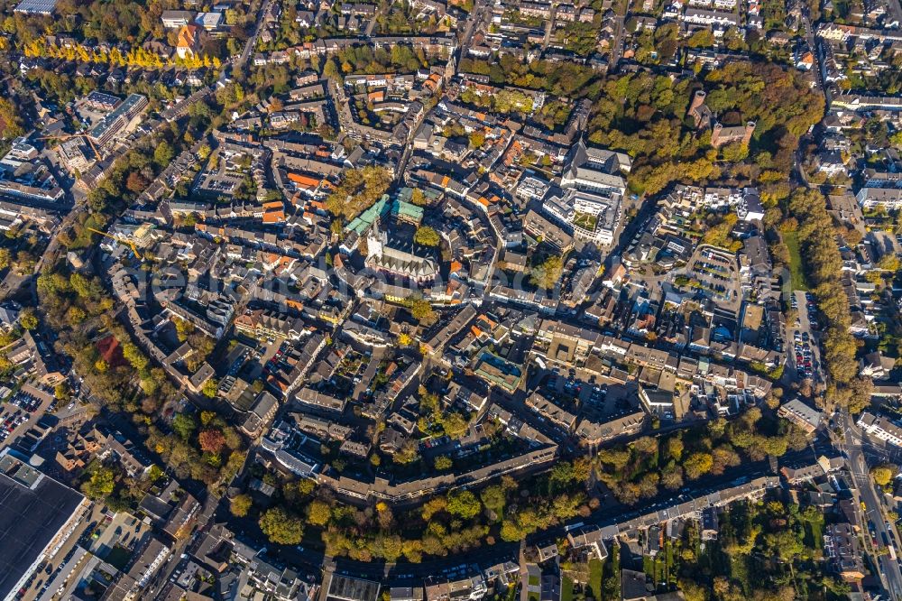 Kempen from the bird's eye view: Old Town area and city center in Kempen in the state North Rhine-Westphalia, Germany