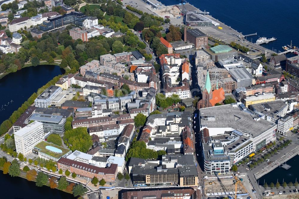 Kiel from the bird's eye view: Old Town area and city center in Kiel in the state Schleswig-Holstein, Germany