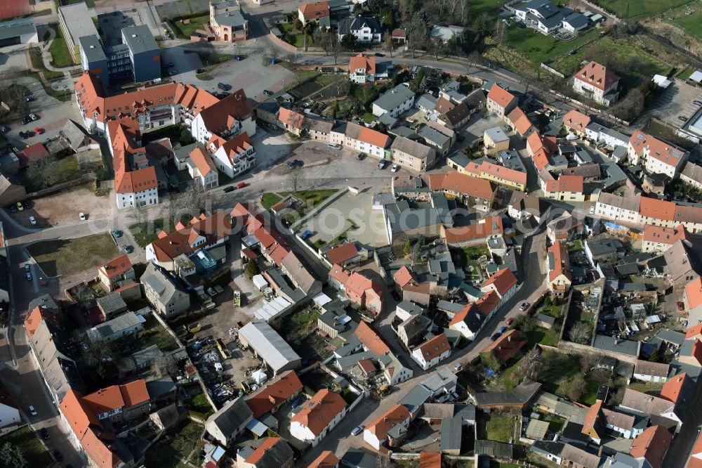 Könnern from the bird's eye view: Old Town area and city center in Koennern in the state Saxony-Anhalt, Germany