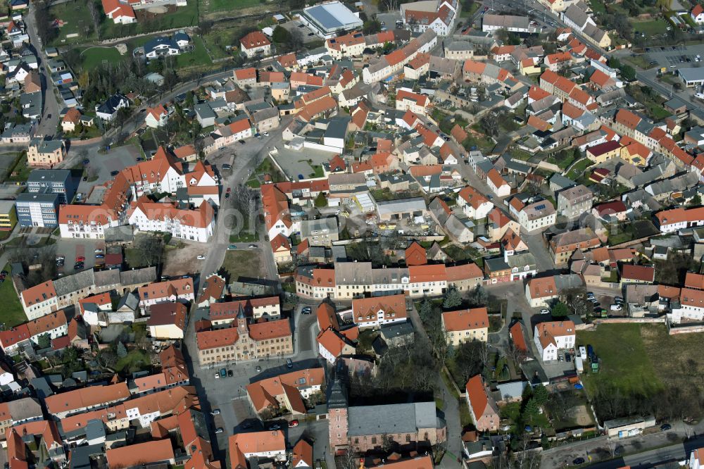 Könnern from the bird's eye view: Old Town area and city center in Koennern in the state Saxony-Anhalt, Germany