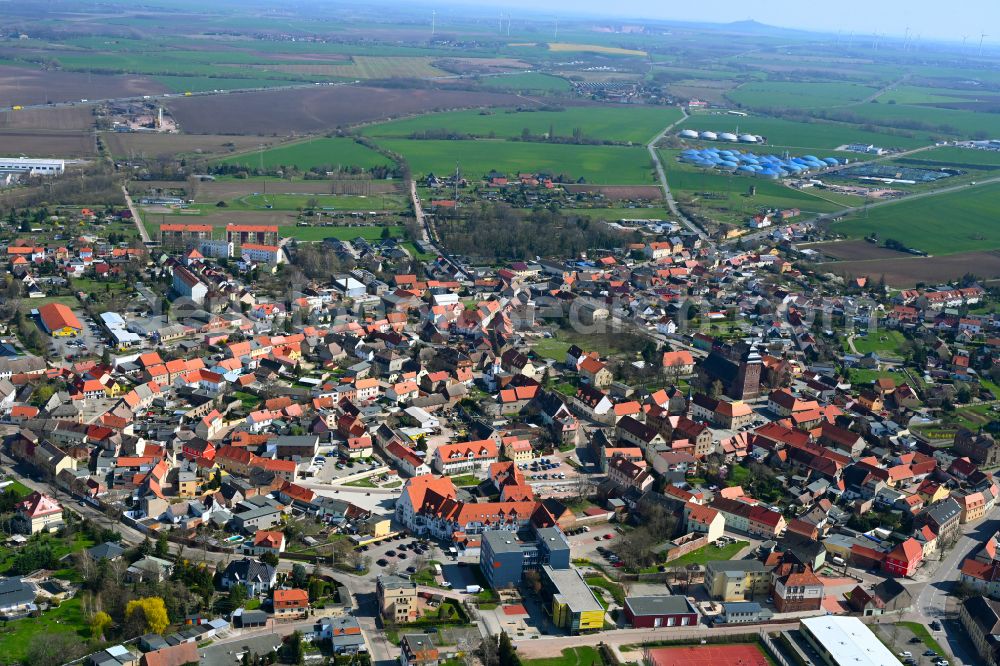 Könnern from the bird's eye view: Old Town area and city center in Koennern in the state Saxony-Anhalt, Germany