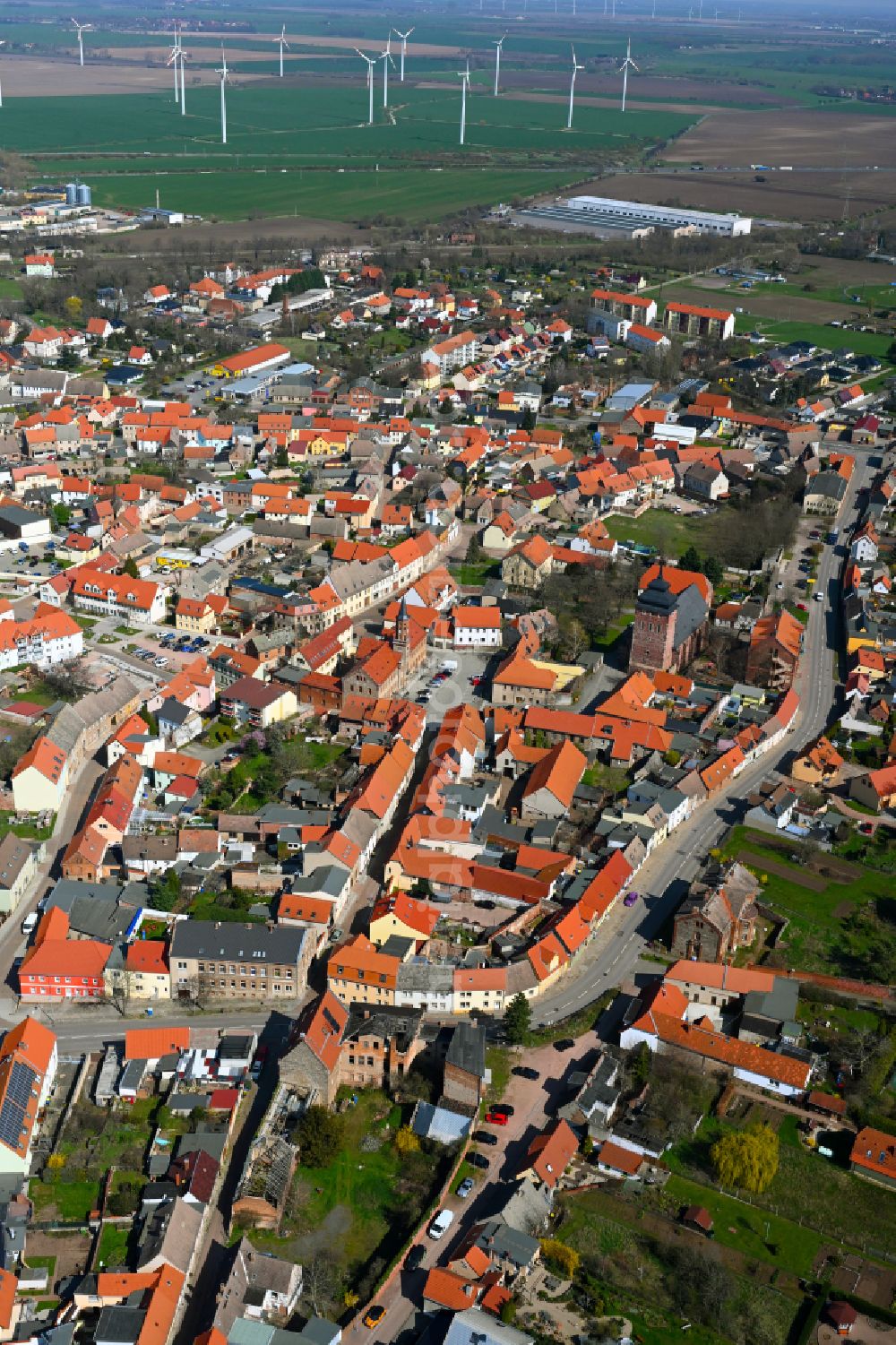 Könnern from above - Old Town area and city center in Koennern in the state Saxony-Anhalt, Germany