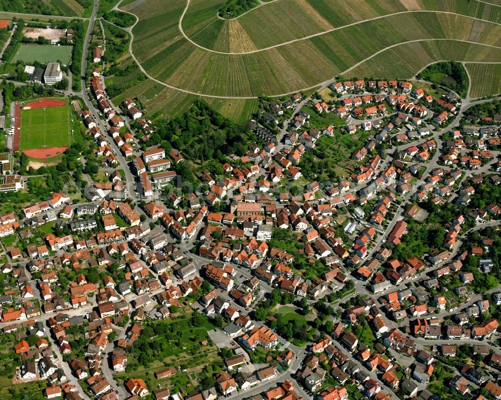 Korb from above - Old Town area and city center in Korb in the state Baden-Wuerttemberg, Germany