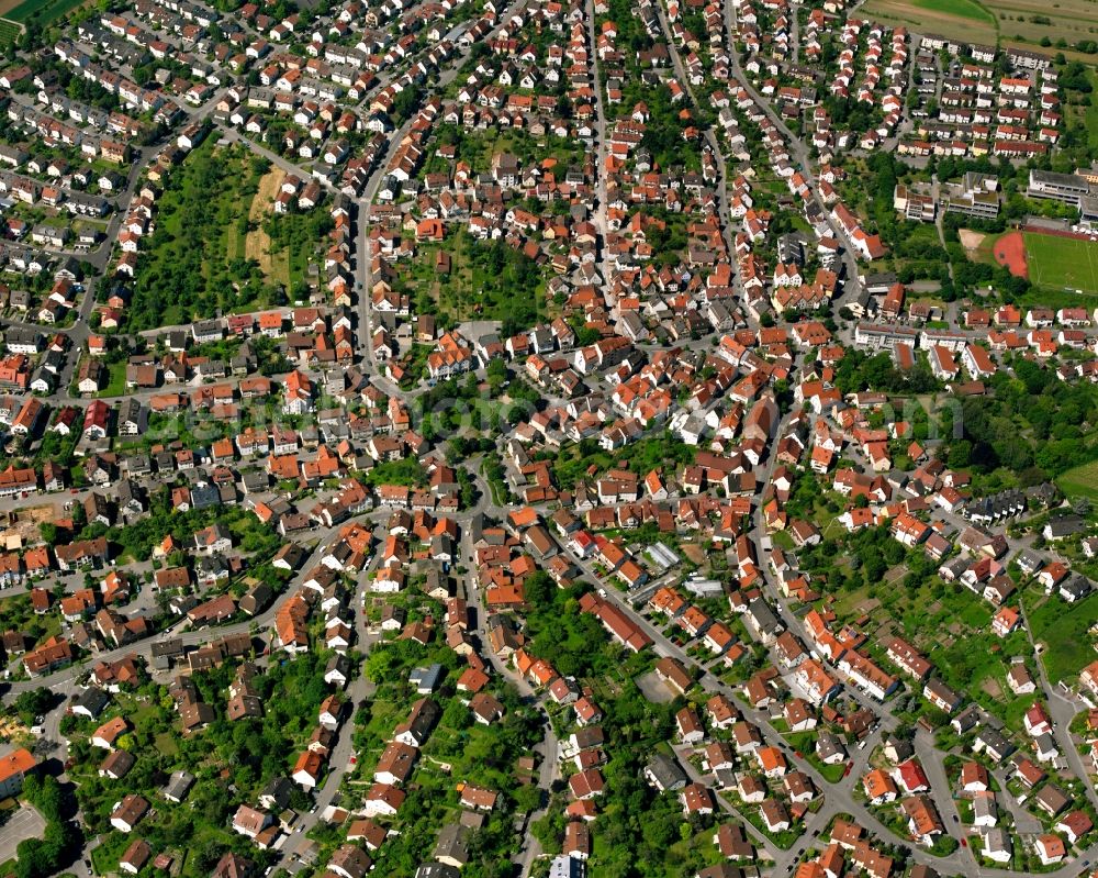 Korb from above - Old Town area and city center in Korb in the state Baden-Wuerttemberg, Germany