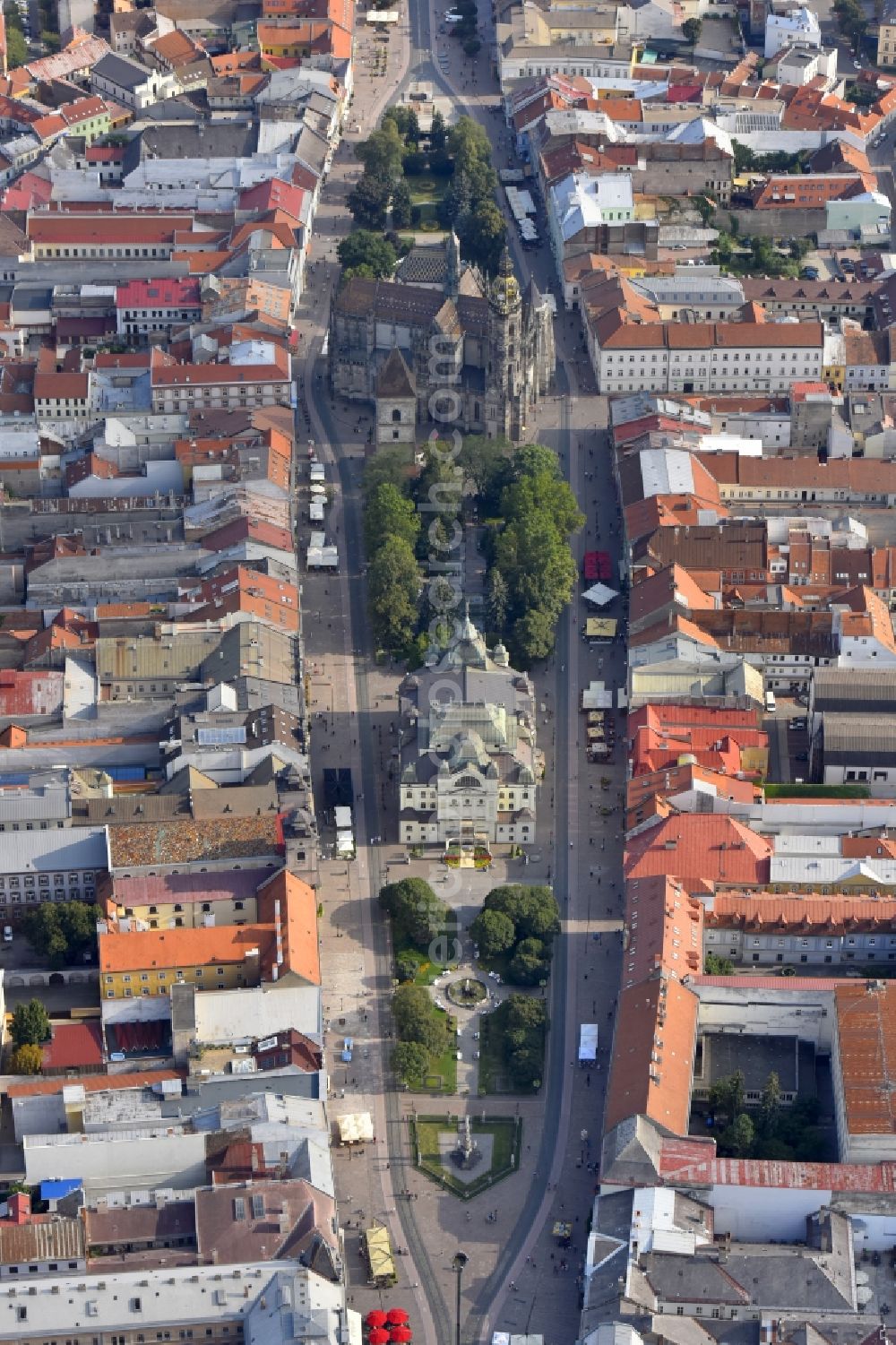 Aerial photograph Kosice - Old Town area and city center in Kosice in Kosicky kraj, Slovakia