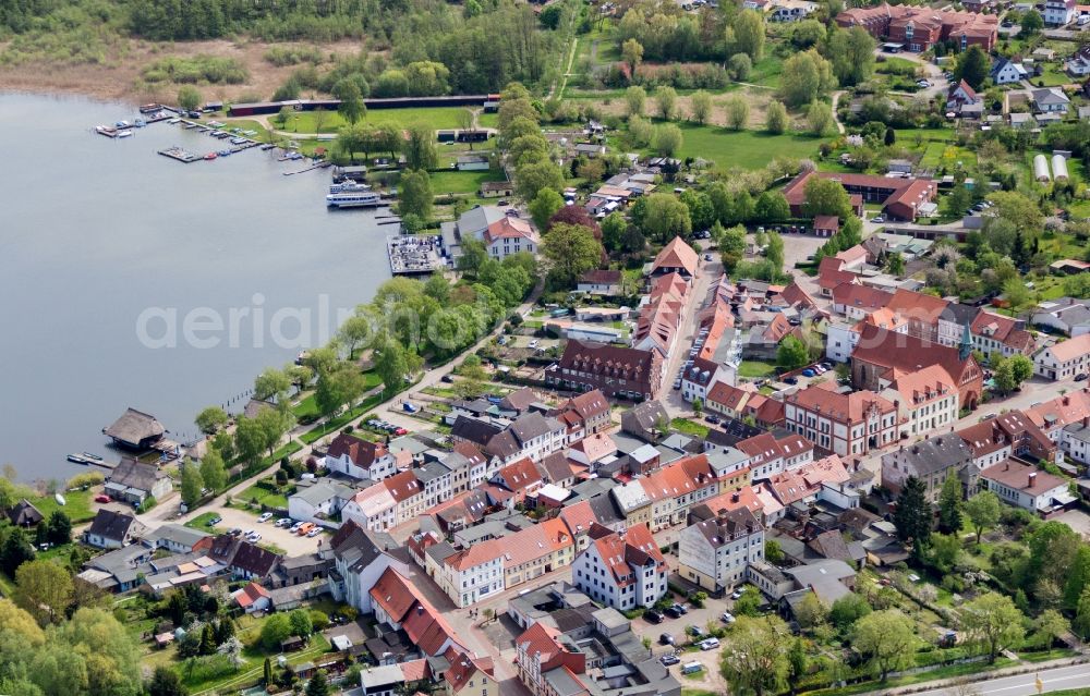 Krakow am See from above - Old Town area and city center in Krakow am See in the state Mecklenburg - Western Pomerania, Germany