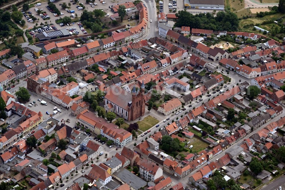 Aerial image Kyritz - Old Town area and city center in Kyritz in the state Brandenburg, Germany