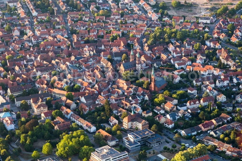 Aerial photograph Ladenburg - Old Town area and city center in Ladenburg in the state Baden-Wurttemberg, Germany