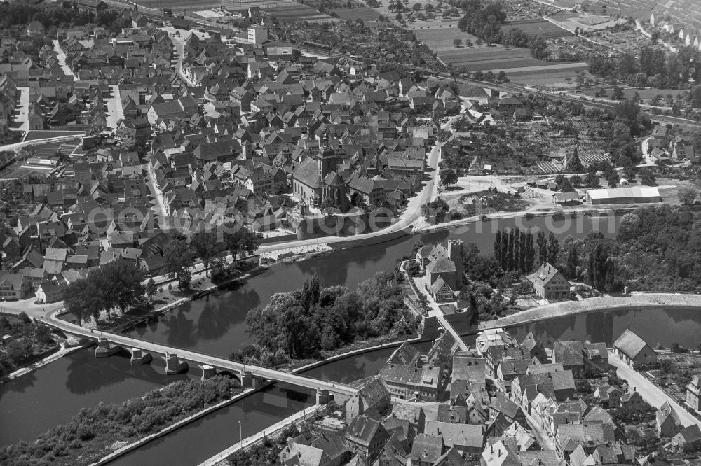 Aerial image Lauffen am Neckar - Old Town area and city center in Lauffen am Neckar in the state Baden-Wuerttemberg, Germany