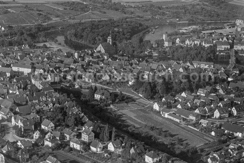 Aerial image Lauffen am Neckar - Old Town area and city center in Lauffen am Neckar in the state Baden-Wuerttemberg, Germany