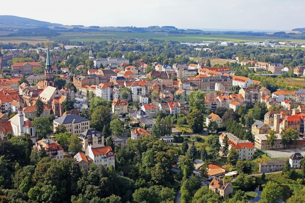 Aerial image Löbau - Old Town area and city center in Loebau in the state Saxony, Germany