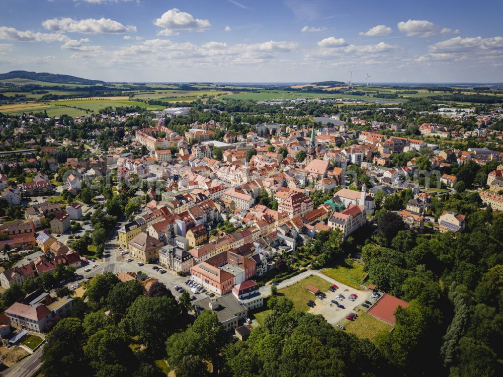 Aerial image Löbau - Old Town area and city center in Loebau in the state Saxony, Germany