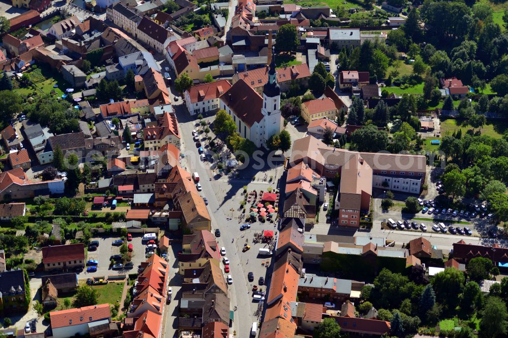 Aerial image Lübbenau/Spreewald - Old Town area and city center in Lübbenau/Spreewald in the state Brandenburg, Germany