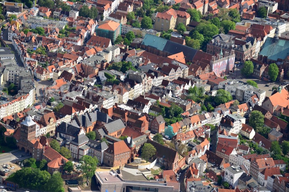 Aerial image Lübeck - Old Town area and city center in Luebeck in the state Schleswig-Holstein