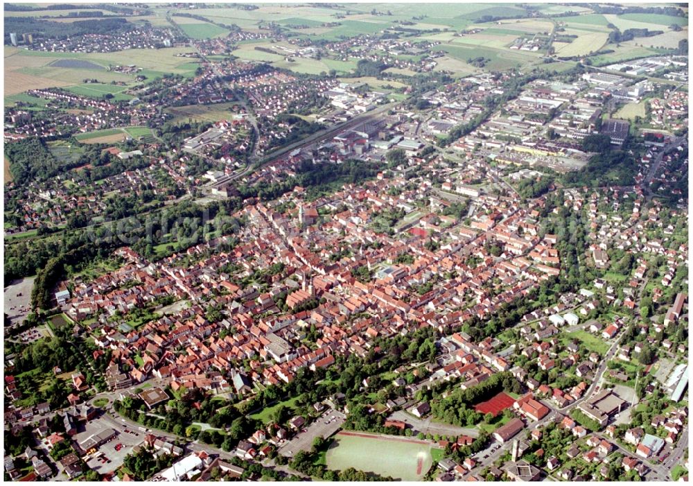 Lemgo from the bird's eye view: Old Town area and city center in Lemgo in the state North Rhine-Westphalia, Germany