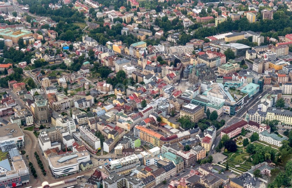 Aerial photograph Liberec - Old Town area and city center of in Liberec in Liberecky kraj, Czech Republic